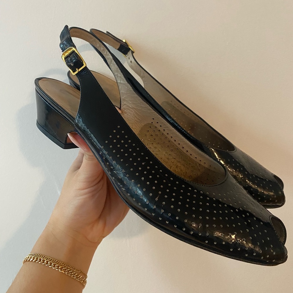 Salvatore Ferragamo - Vintage Black Patent Italian Leather Loafer - Size 9.5 - Picture 3 of 16